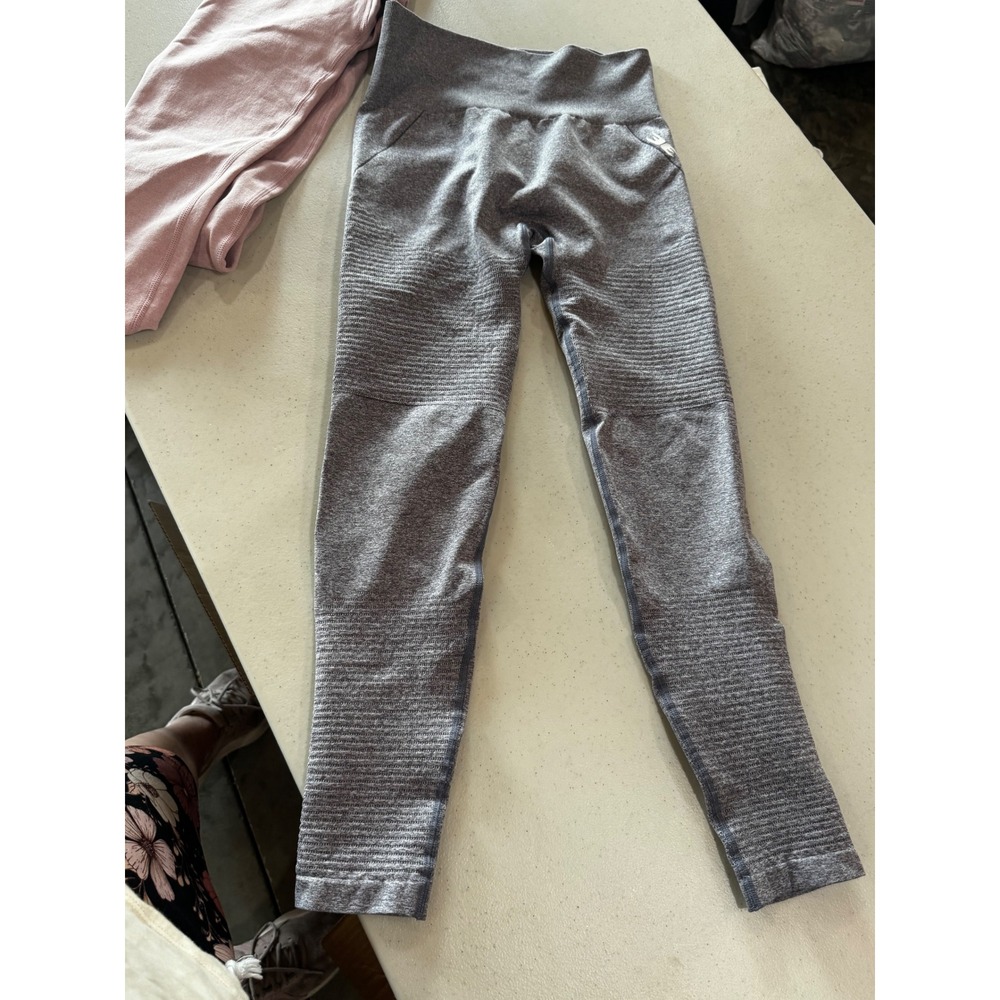 Elite Eleven E11 Grey Marl Moto Seamless Leggings High Waist Athletic Womens
